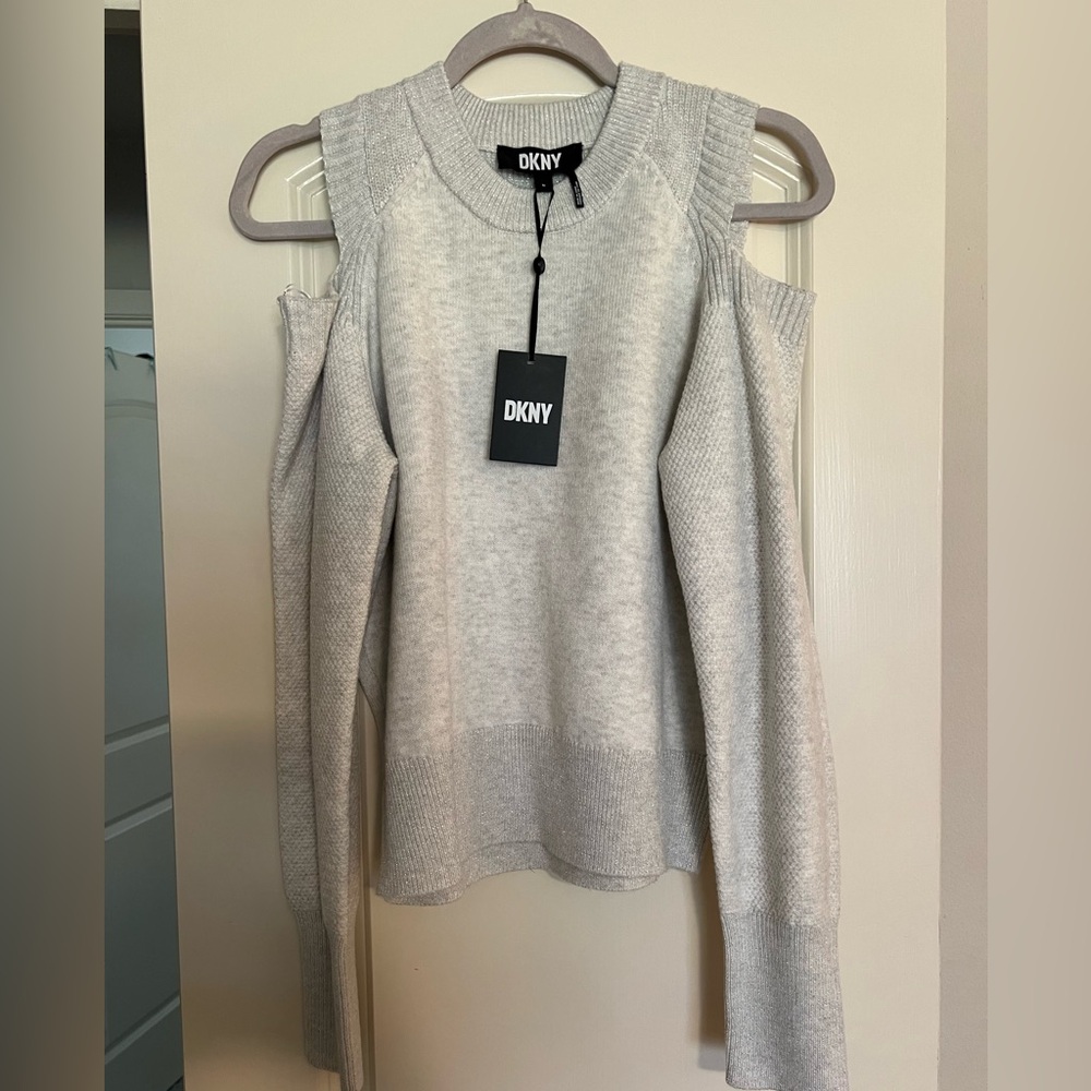 DYKN Smoke Grey Off the Shoulder Sweater